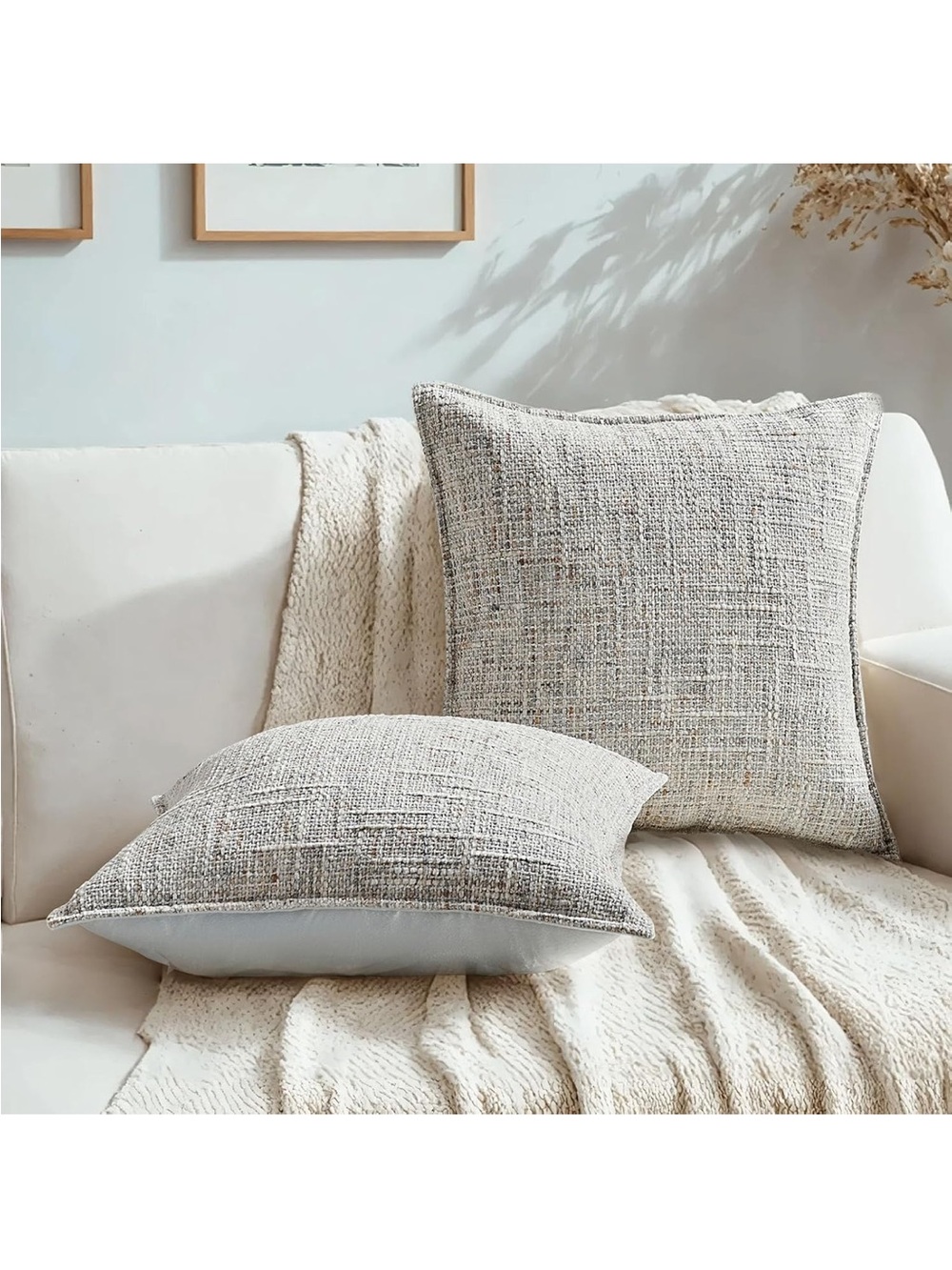 Pack of 2 Chenille Tweed Throw Pillow Covers 18x18
Inch, gray new